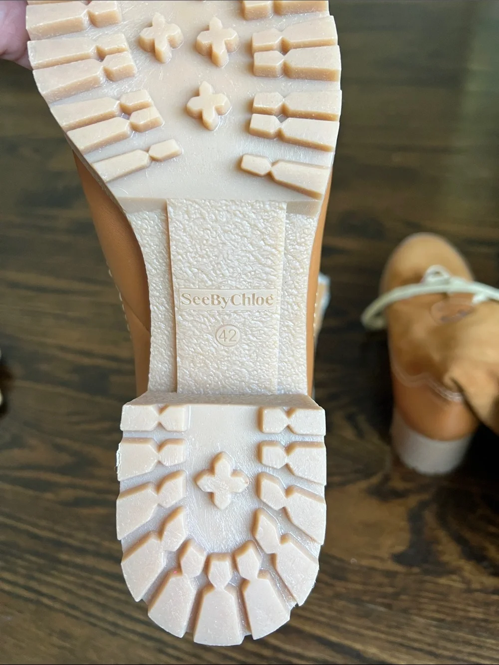 See By Chloe Tan Lace-Up Faux Shearling Winter Boots